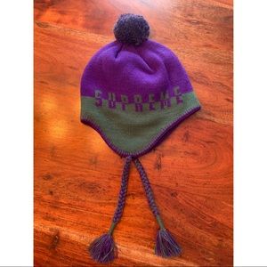 SUPREME limited edition green and purple knit hat
